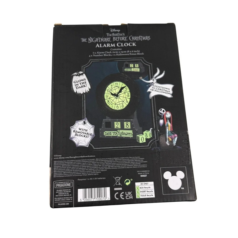 Paladone Alarm Clock Black Nightmare Before Christmas Glow Countdown